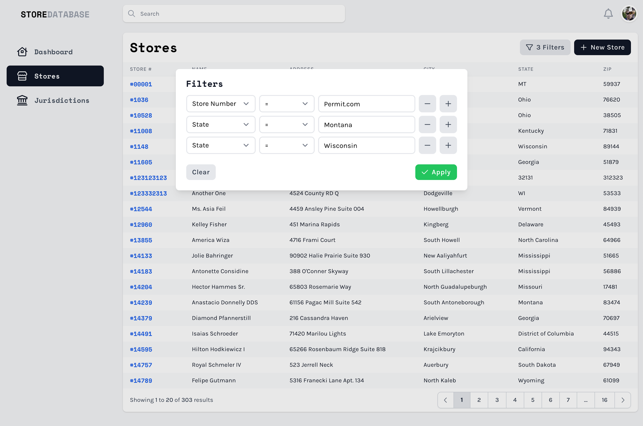 Customer profile user interface